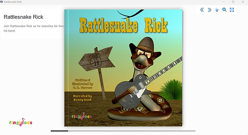 The cover of the downloadable narrated flipbook of Rattlesnake Rick.