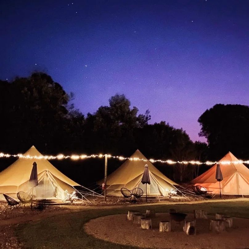 Glamping at night