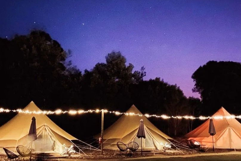 Glamping at night