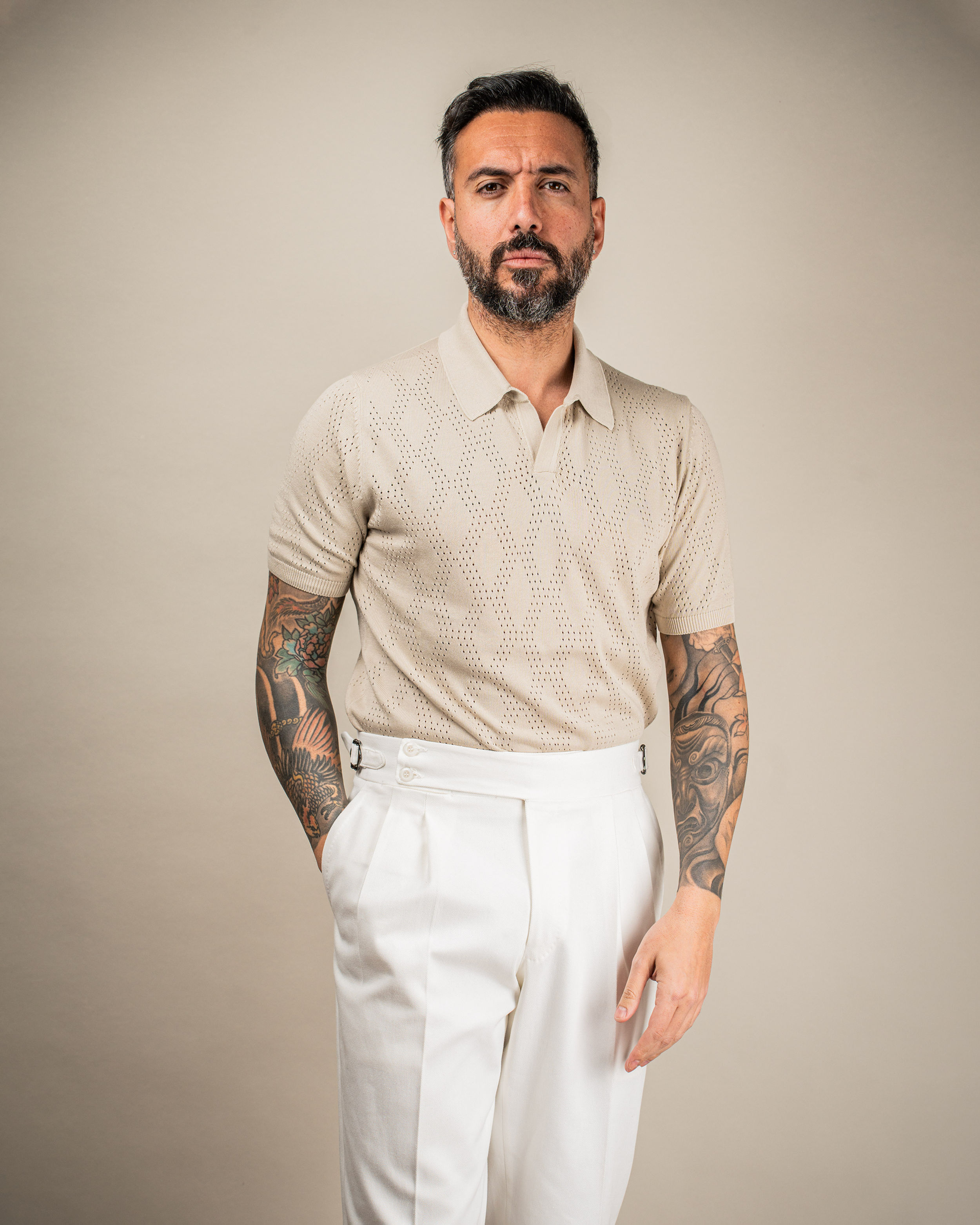 Perforated polo shirt
