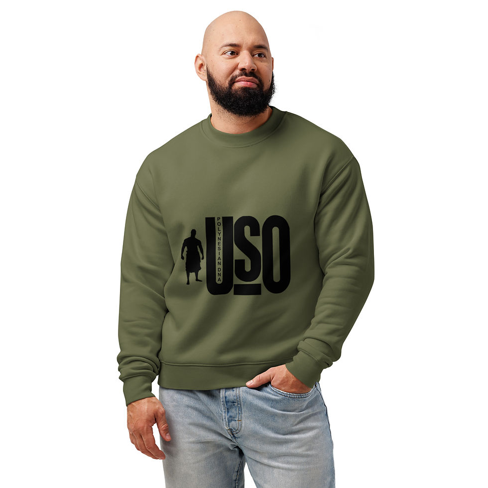 USO crew neck sweatshirt in cypress male model front view
