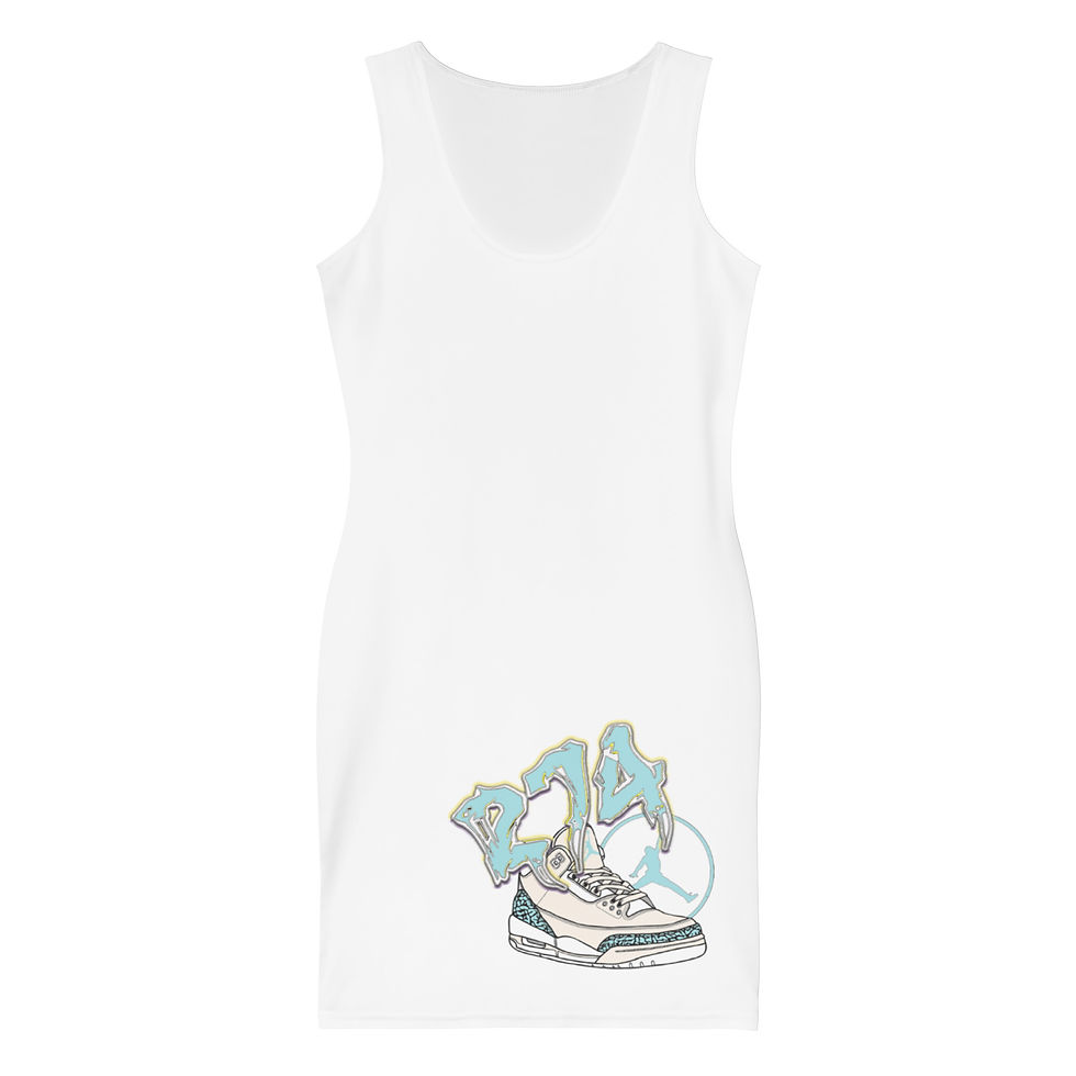 Thumbnail: White 274 Bodycon dress with sneaker graphic