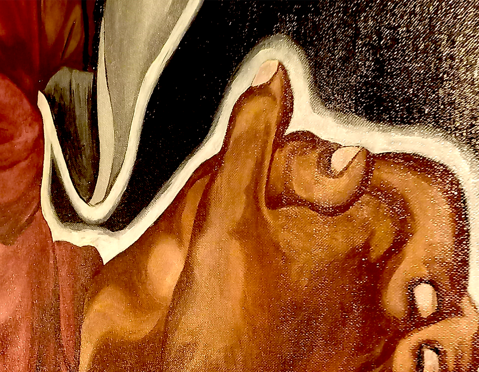 Thumbnail: Return To Me acrylic painting close-up of a colored man's hands