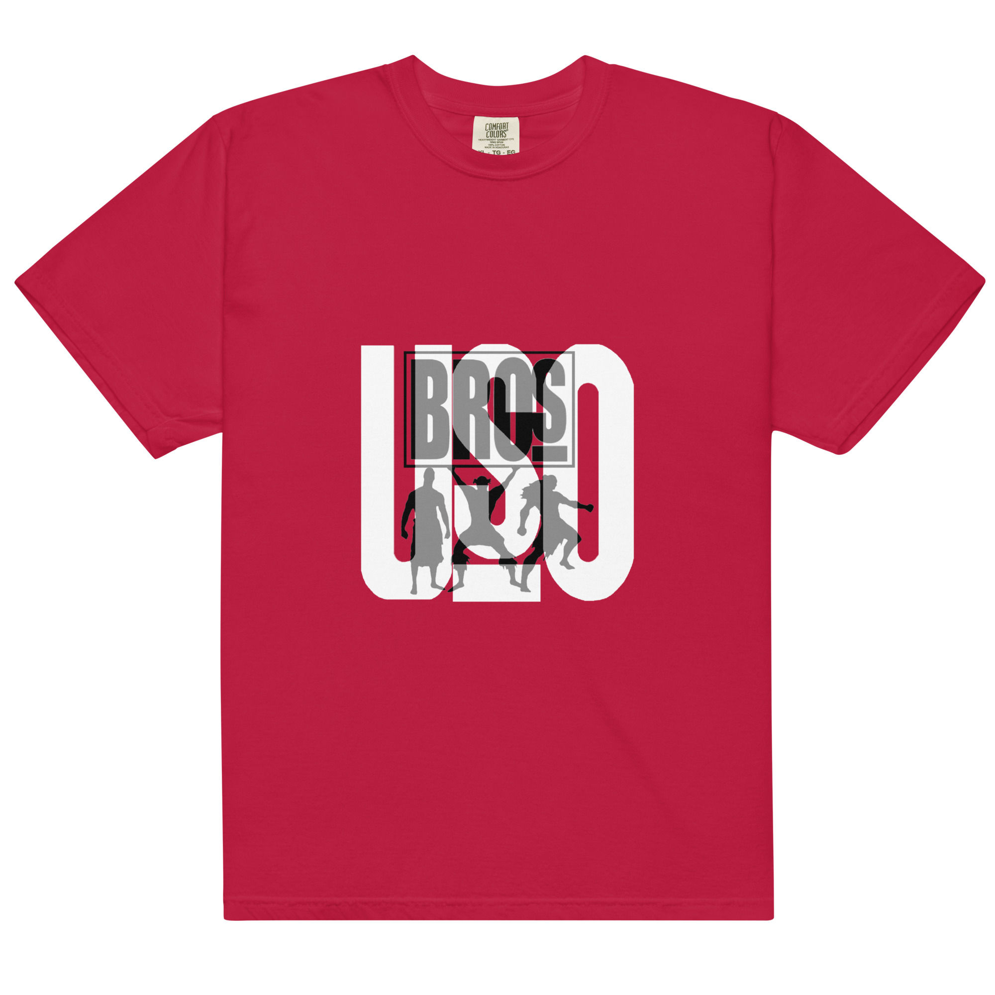 The Bro's tee in red flat front view