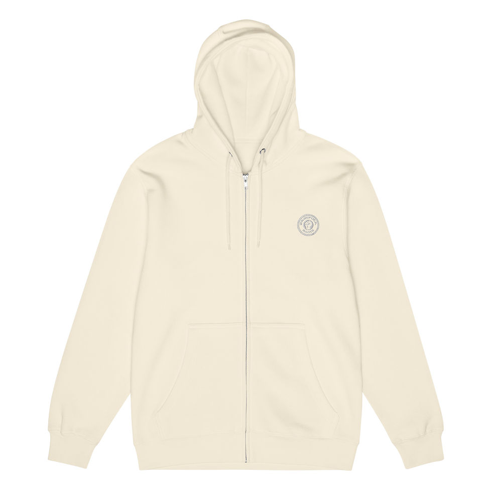 Thumbnail: The 24/7 Zip-Up in sandshell front view with embroidery design on left chest