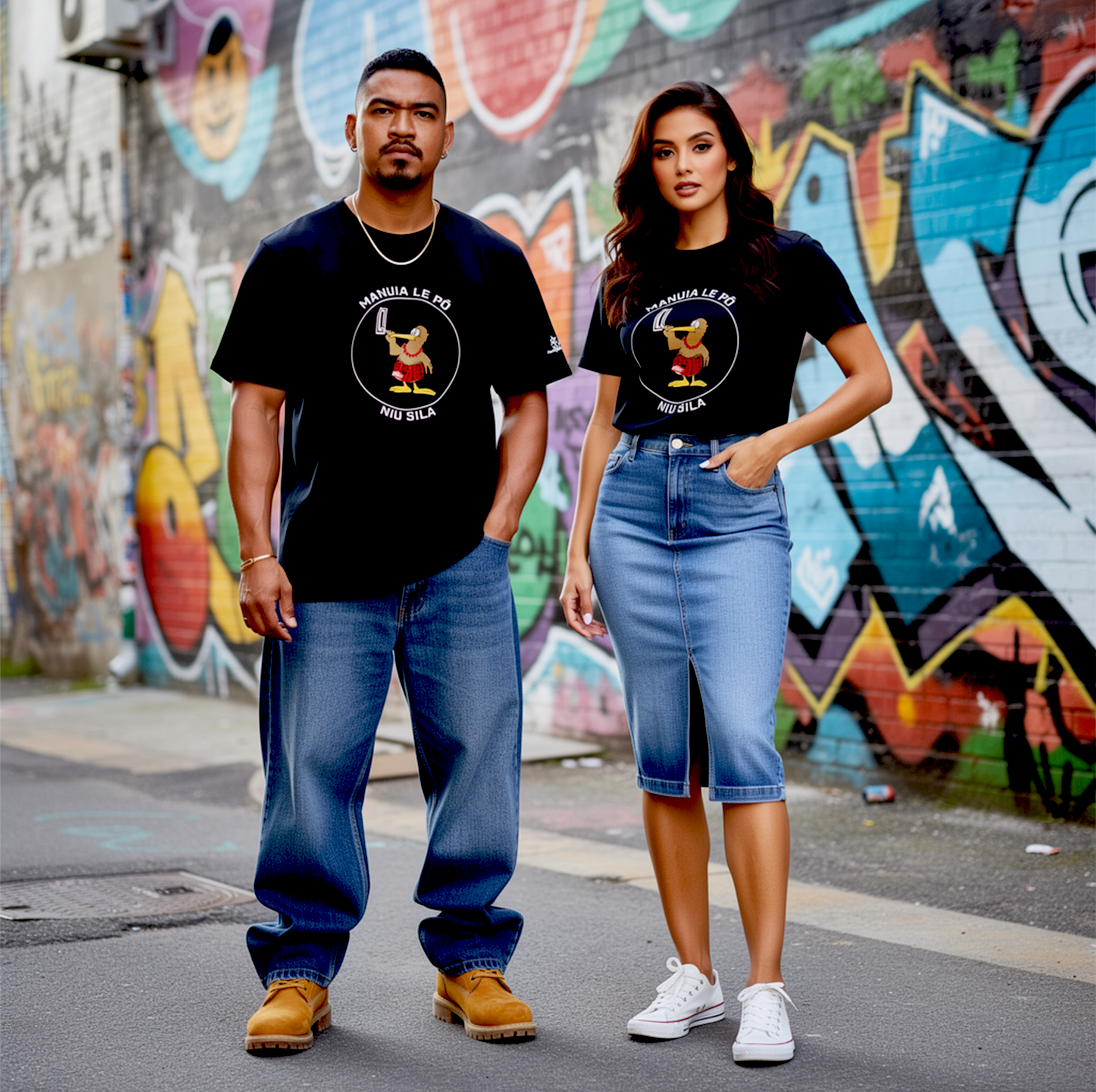Manuia Le Po Island Remix | Heavy Cotton Tee in black