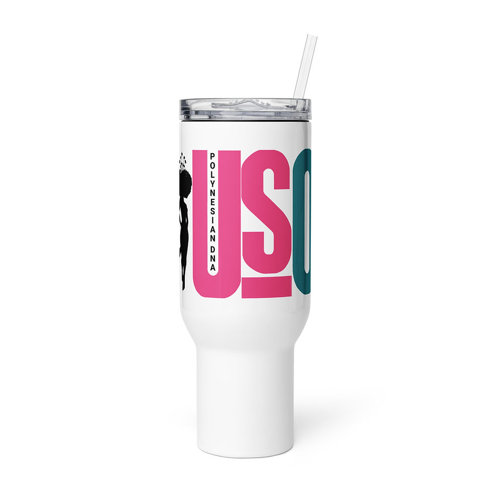Thumbnail: Ar.Ti Travel Mug in white with USO design in pink, teal and black.
