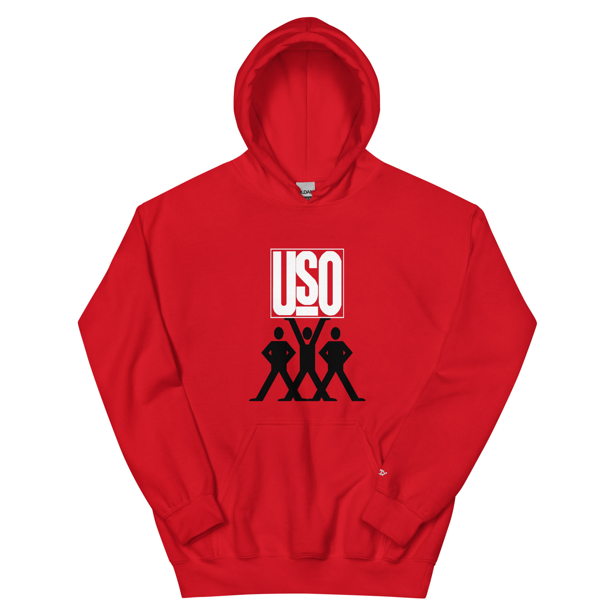 USO Hoodie in red flat front view