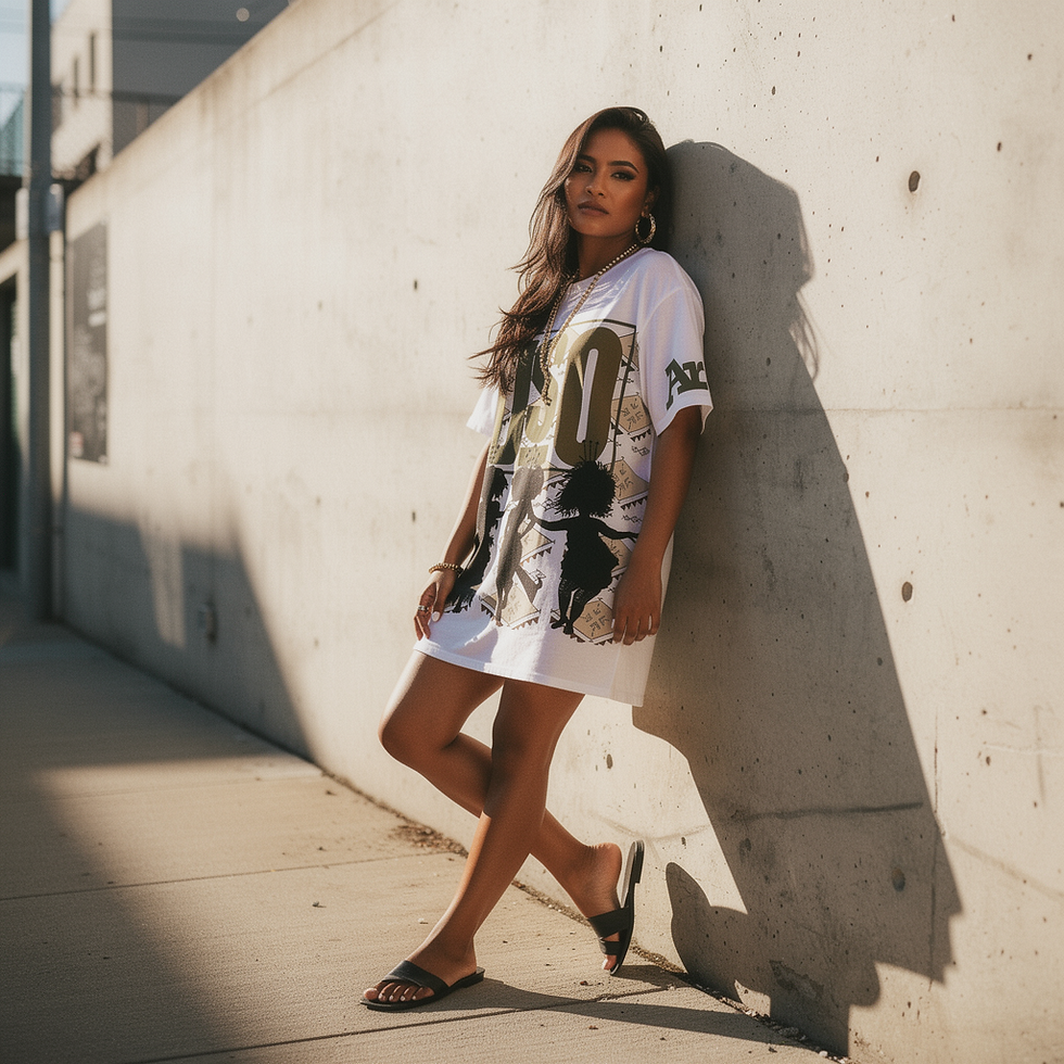 Thumbnail: USO-tee dress in white female model full body shot