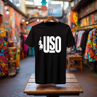 Womens Black Tshirt USO logo