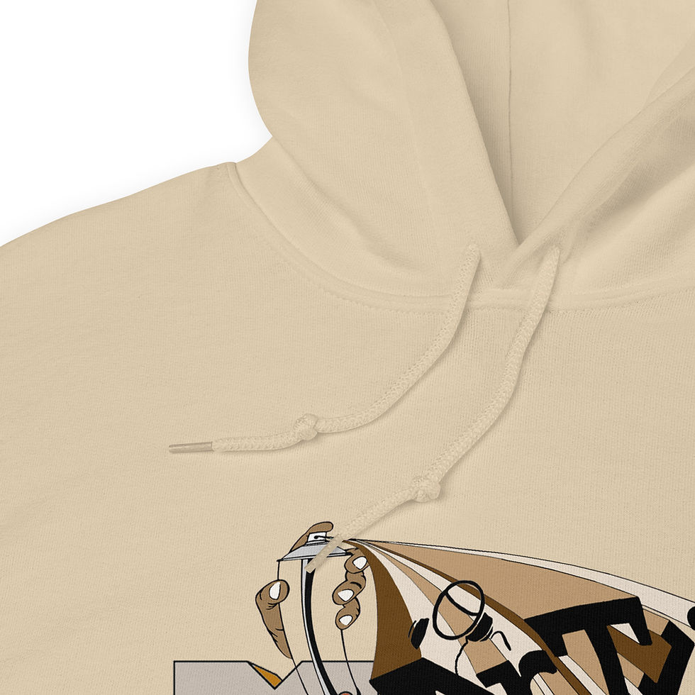 Thumbnail: Old Skool Grafix hoodie in sand close-up no drawcord