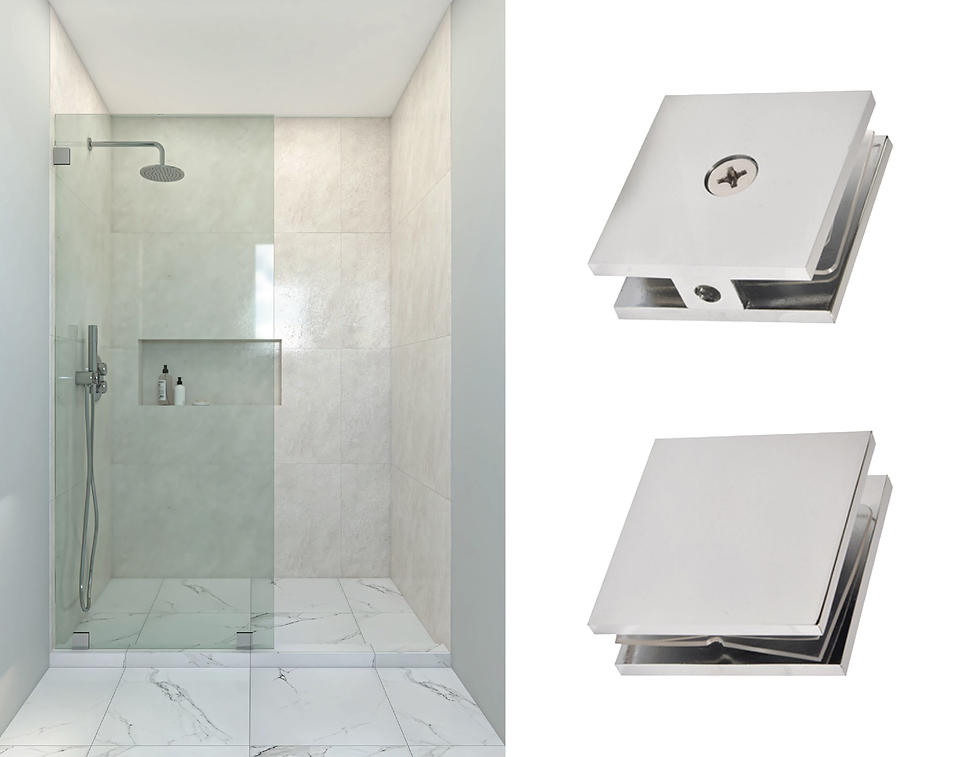 chrome/ square glass to wall clamps