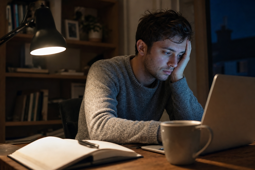 Frustrated regulatory affairs job applicant reviewing rejected applications on a laptop — illustrating the regulatory affairs job application gap
