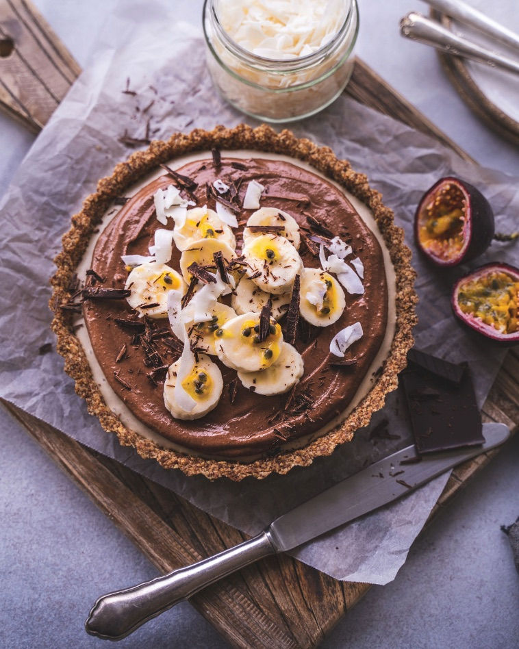 Banana Tart with Chocolate Caramel Cream