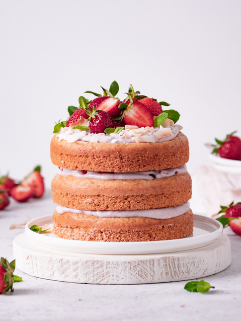 Cardamom Vanilla Cake with Fresh Strawberries