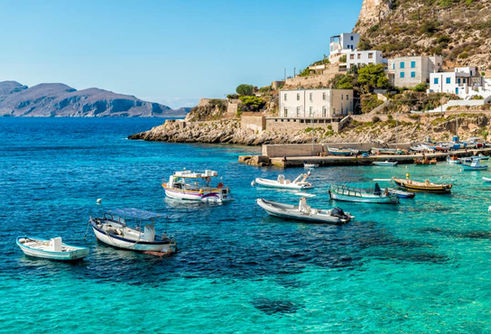 Beautiful port in Italy with clear water.