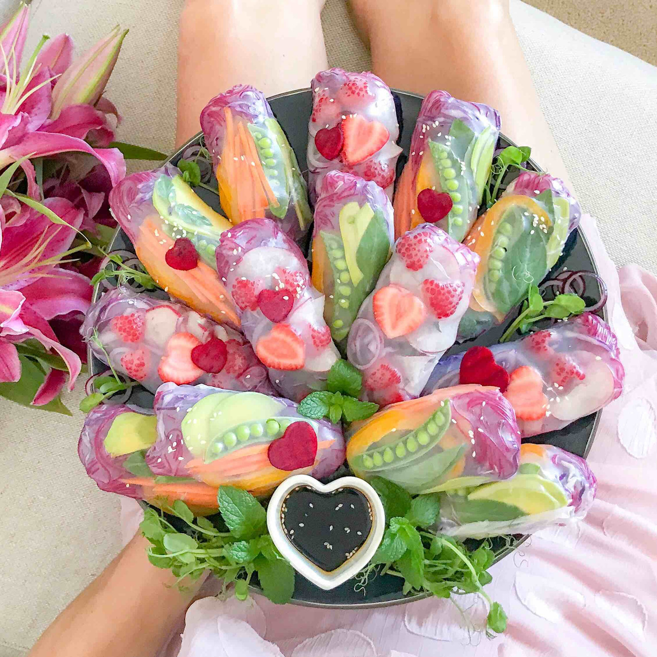 Satay Dipping Sauce and Rice Paper Rolls