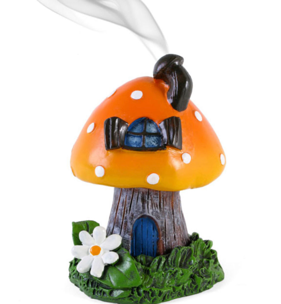Orange Smoking Toadstool Incense Cone Holder By Lisa Parker