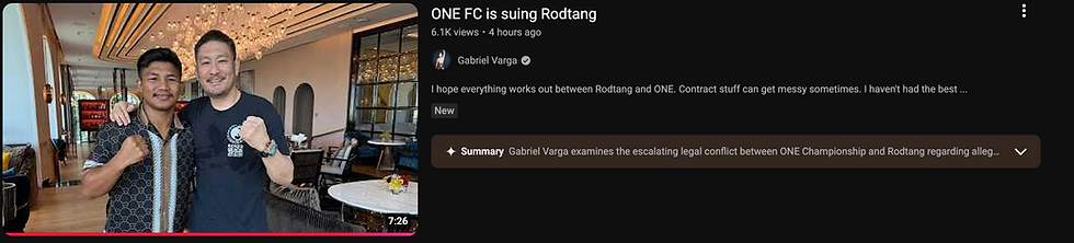 Gabriel Varga Youtube Video "ONE FC is suing Rodtang"