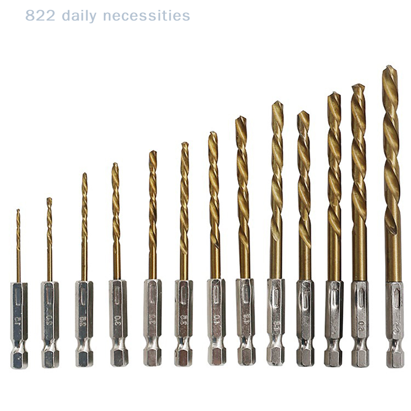 Miniatura: convenient13Pcs 1/4 Hex Shank 1.5-6.5mm Drill Bits HSS High Speed Steel Drill Bi