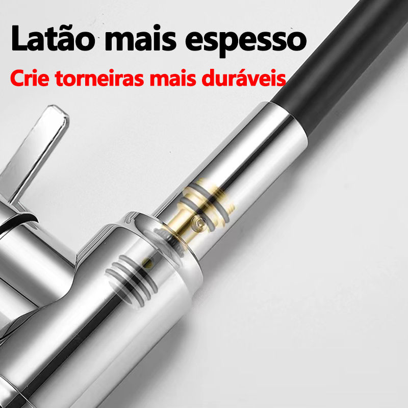 Miniatura: Torneira Cozinha Flexível Preta 1/4 360° 2 Jatos Aço Inoxidável Envio 12h SP