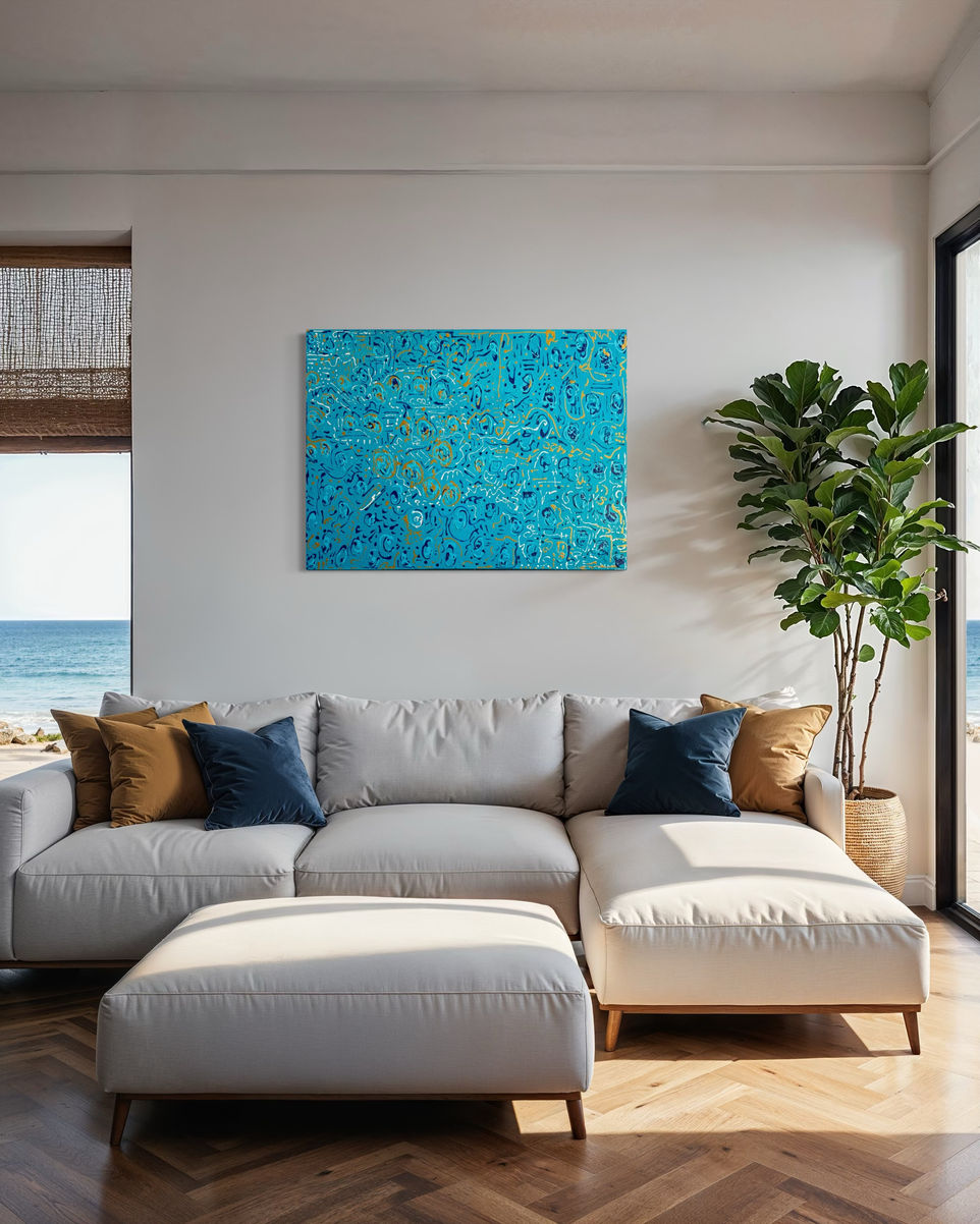 DA ART Acrylic Painting on Wood Canvas Big Art Epoxy Resin