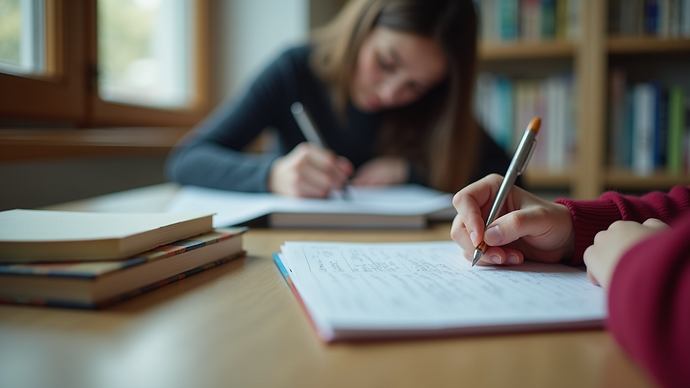 Close-up view of a personalised tutoring session with books and notes