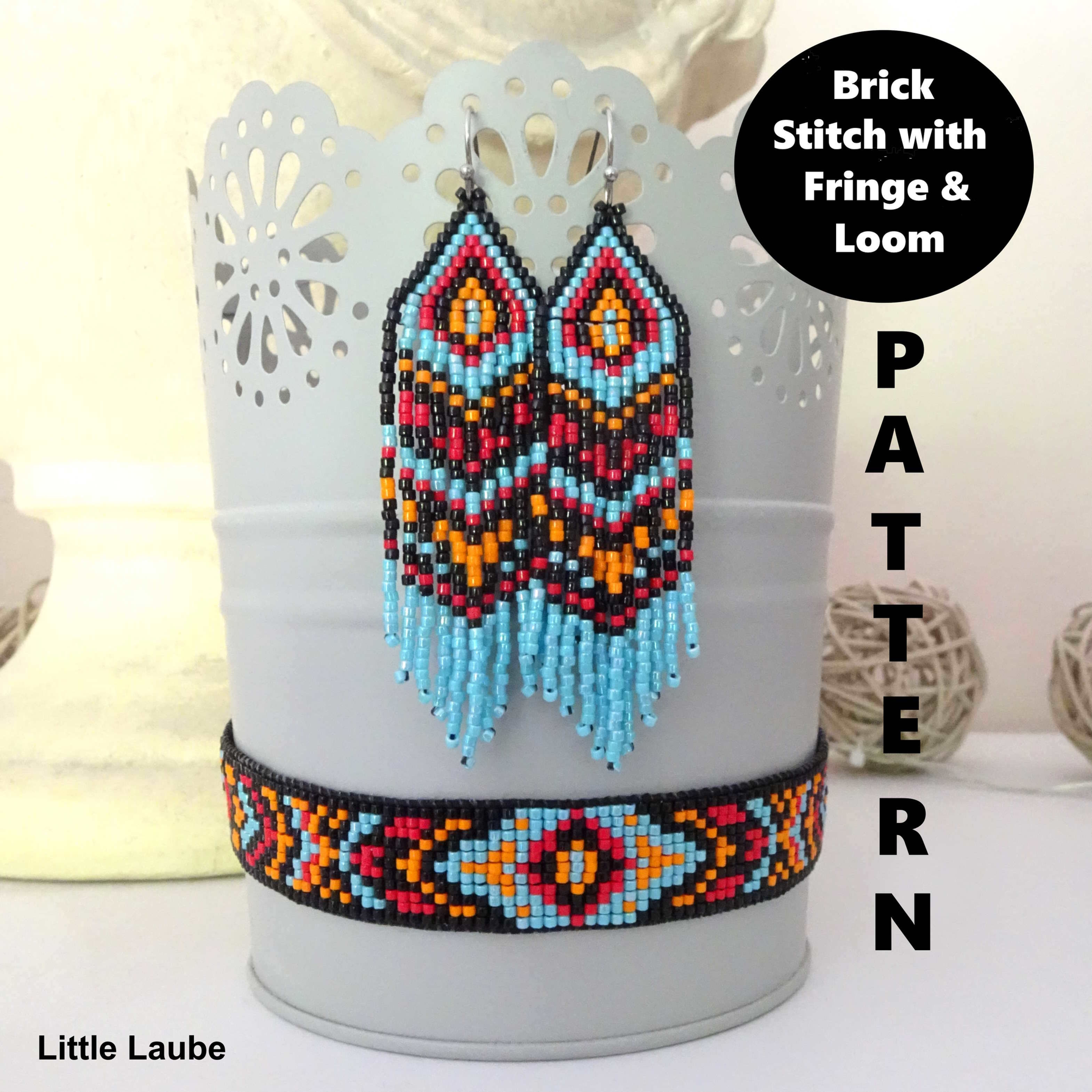 Buntes Schmuckset Brick Stitch und Loom Perlenmuster PDF