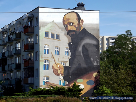 Peinture murale représentant Julian Fałat à Toruń Source : zBLOGowani
