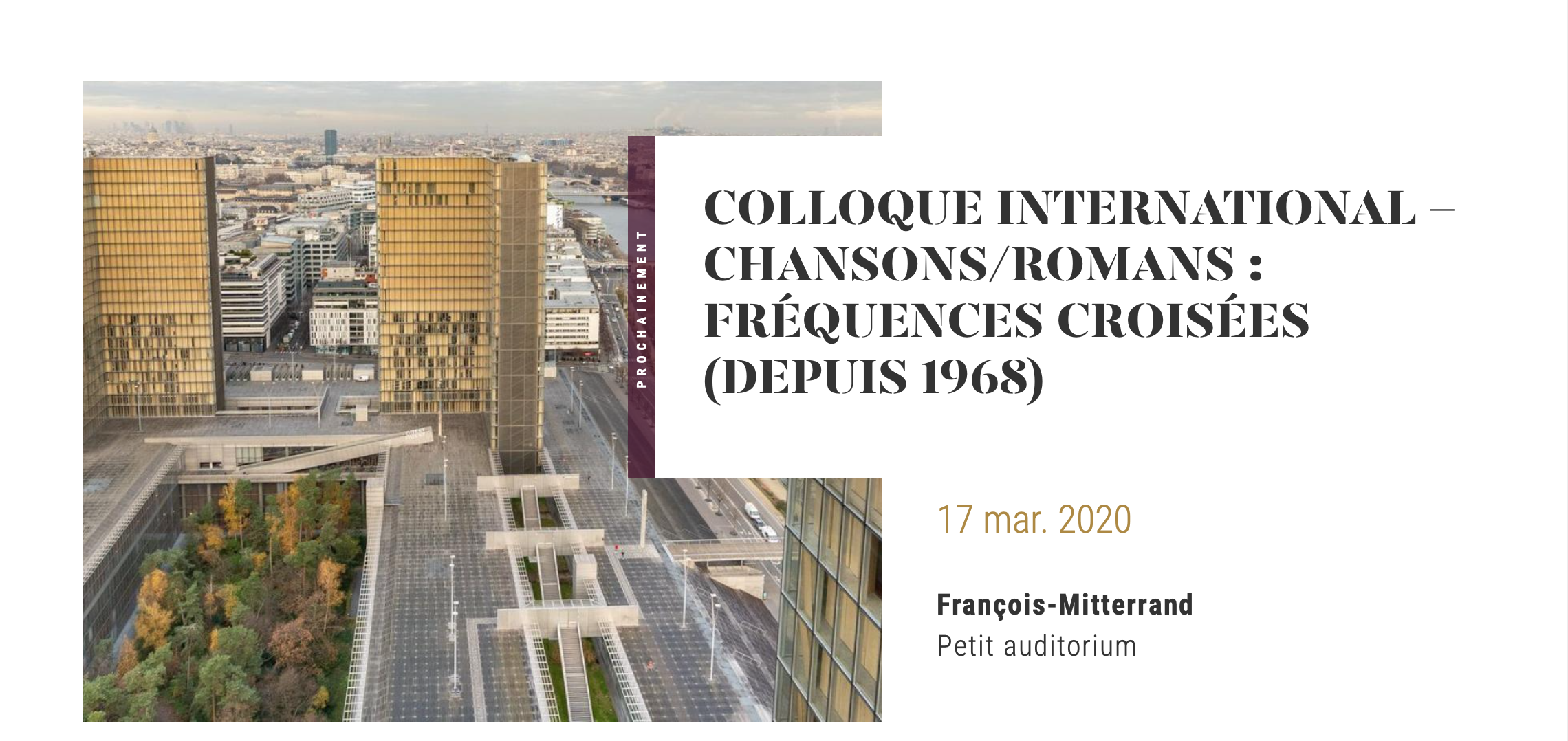 ANNULÉ Chansons/Romans à la BnF ANNULÉ
