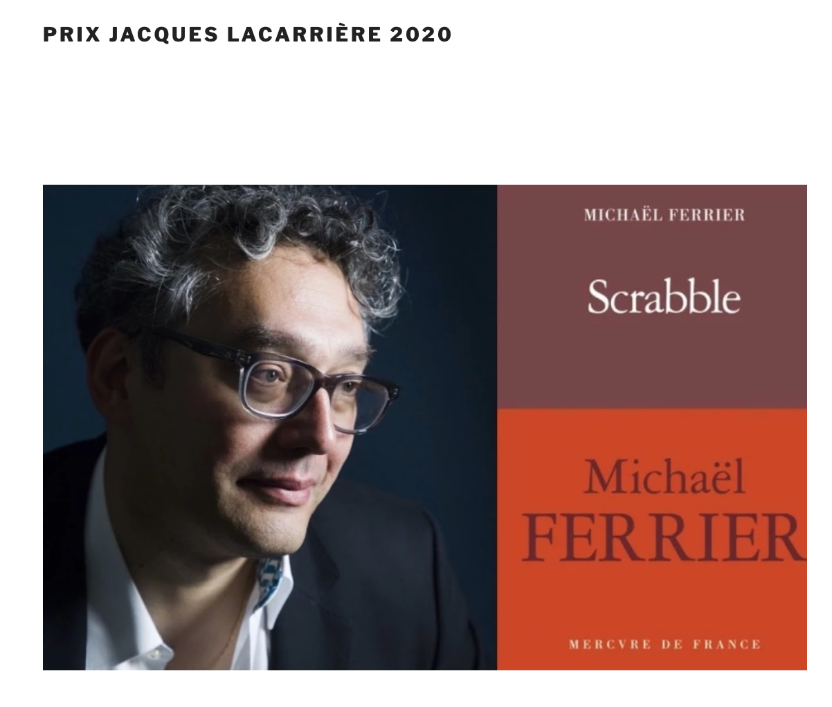 Scrabble, Prix Jacques Lacarrière 2020