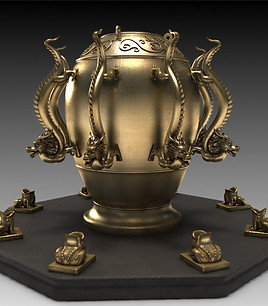 Vase sismographe de Zhang (réplique) 張衡の地動儀(模型)