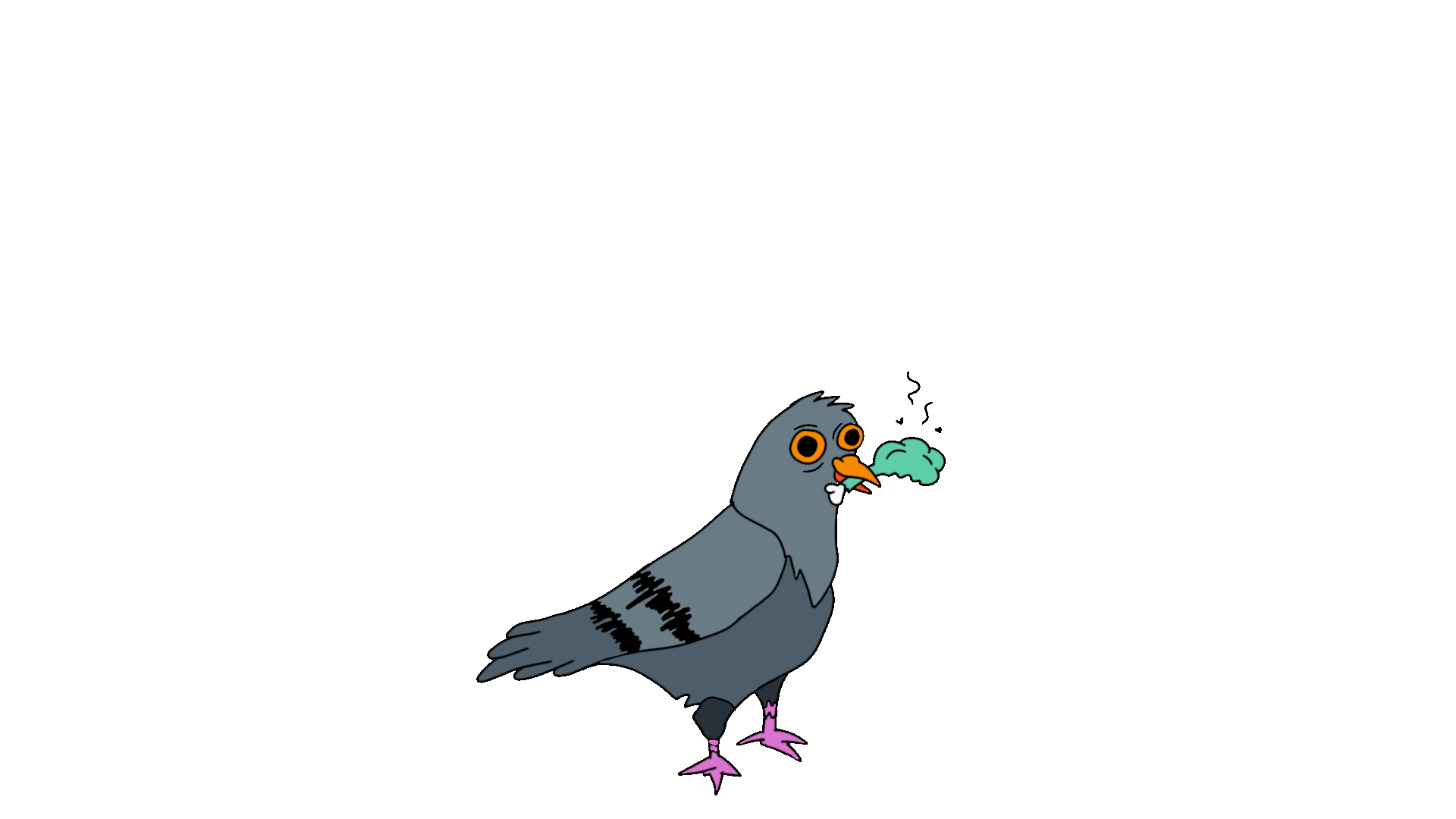 Animated gif of Grace emerging from a pigeon