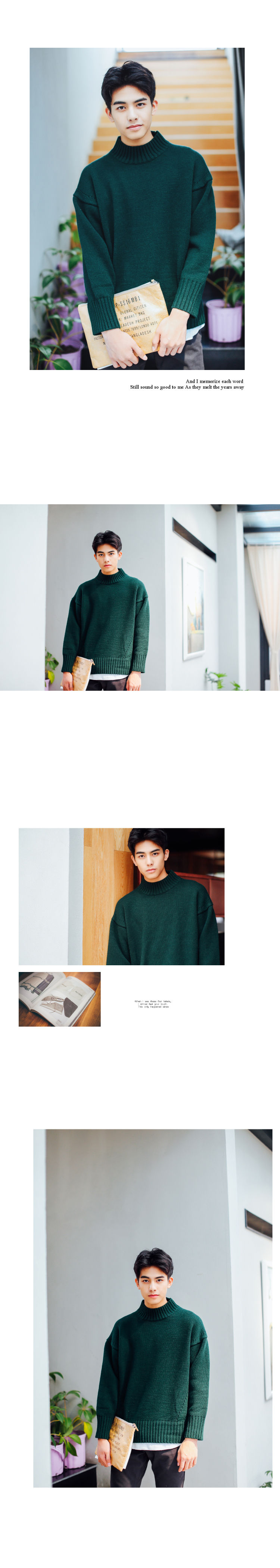 Thumbnail: Sweater Men Winter Autumn Pull Homme Slim Fit Knitted Turtleneck 