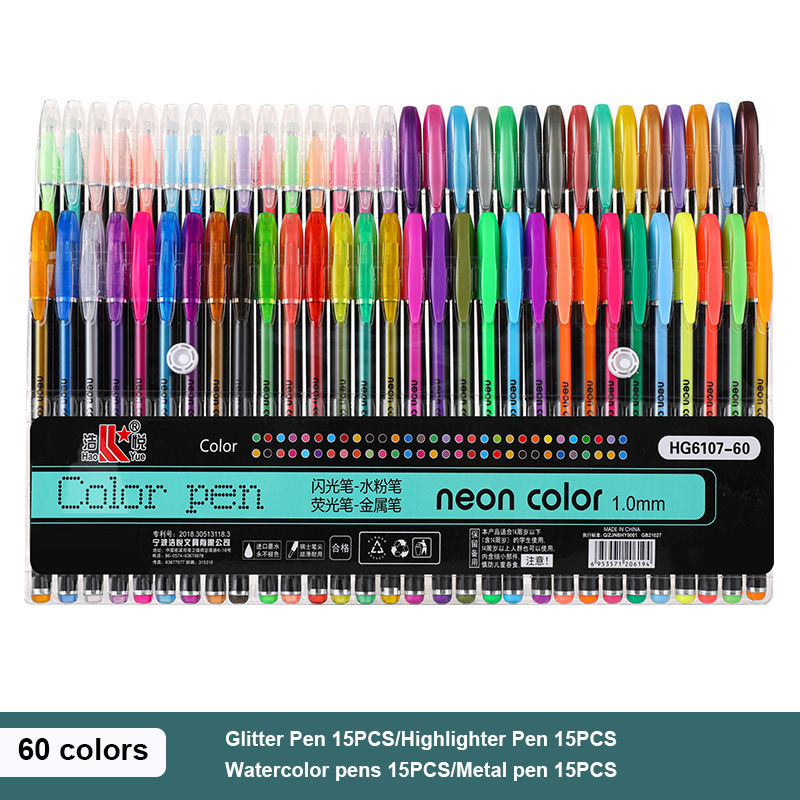 Thumbnail: 12/60 Color Set Metallic Glitter Colors Gel Pens For School Office 