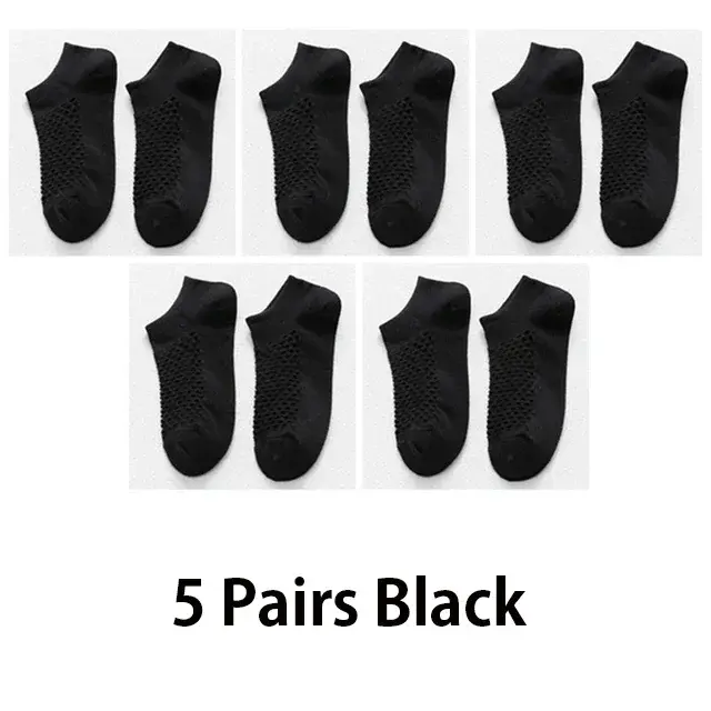 Thumbnail: 5 Pairs Men Short Socks Summer Breathable Mesh Fashion Ankle Socks 