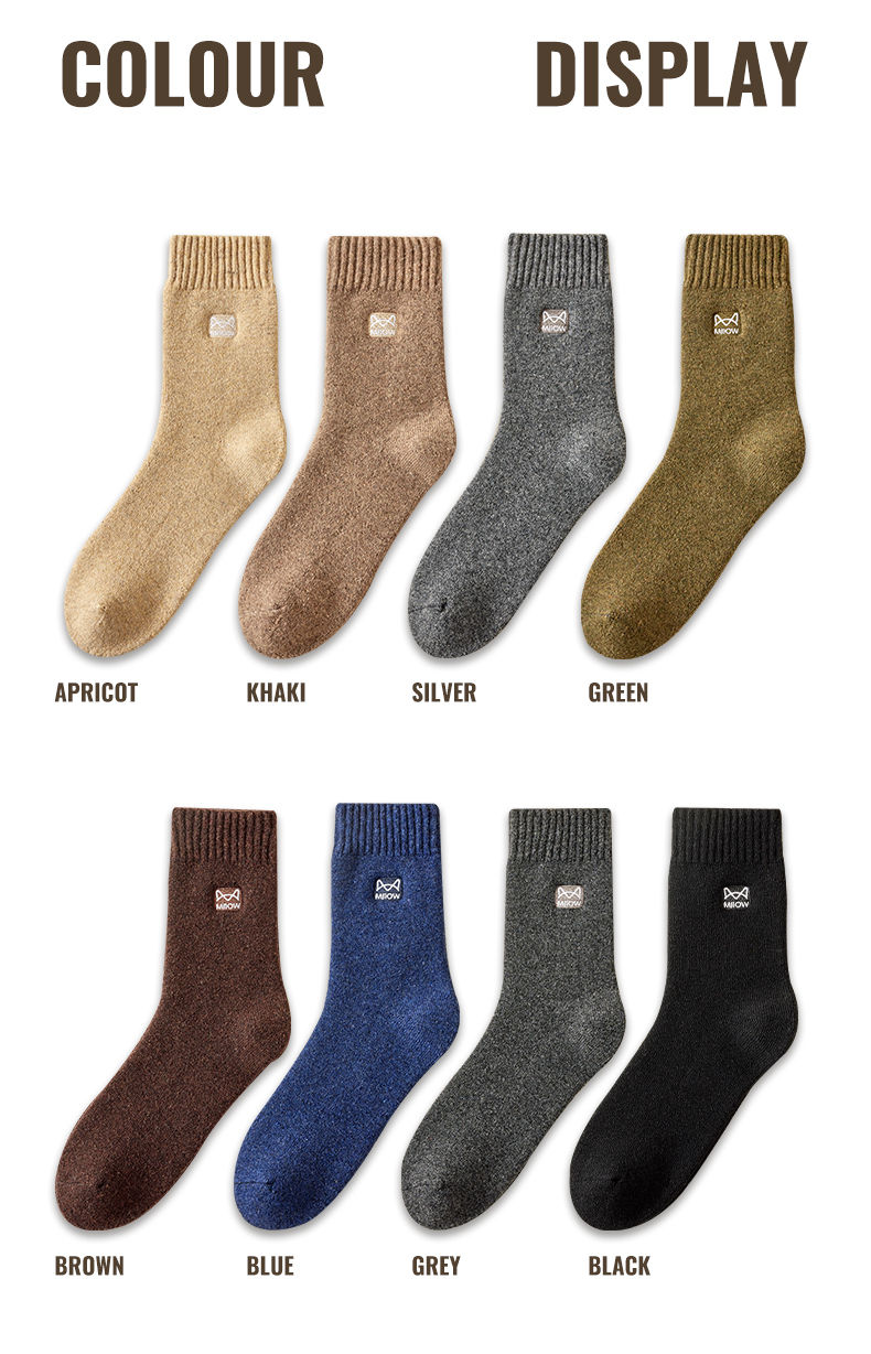 Thumbnail: MiiOW Merino Wool Socks Heated Cashmere Snow Boots Retro Brown Warm Towel Socks