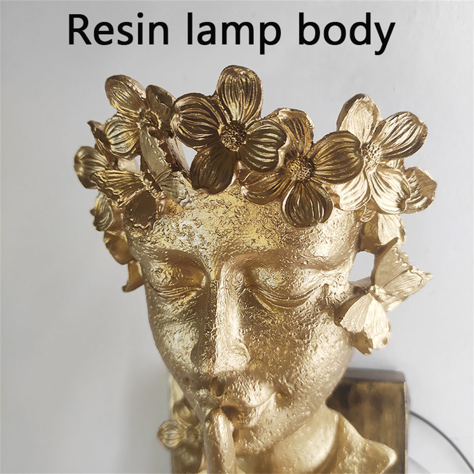 Thumbnail: Girl Portrait Resin Wall Face Art Lamp Bedroom Living Room Lighting Luminaria