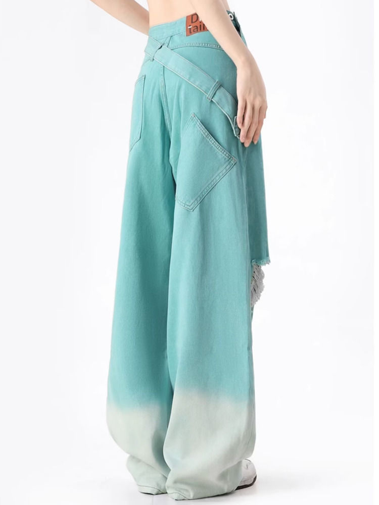 Thumbnail: Dopamine Leisure Network Red Fried Street Age Reducing Gradient Denim 