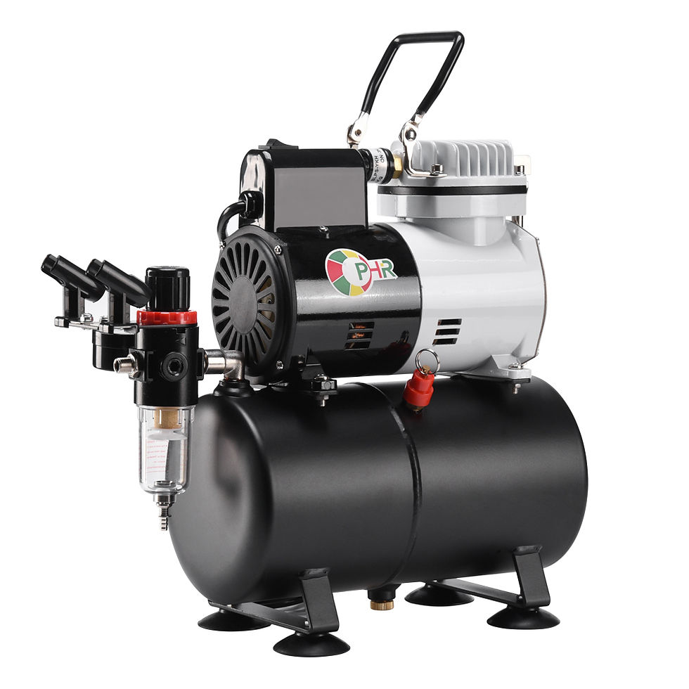 Thumbnail: Dual Action Spray Gun & Air Compressor with Tank Auto Paint Sprayer Airbrush Kit