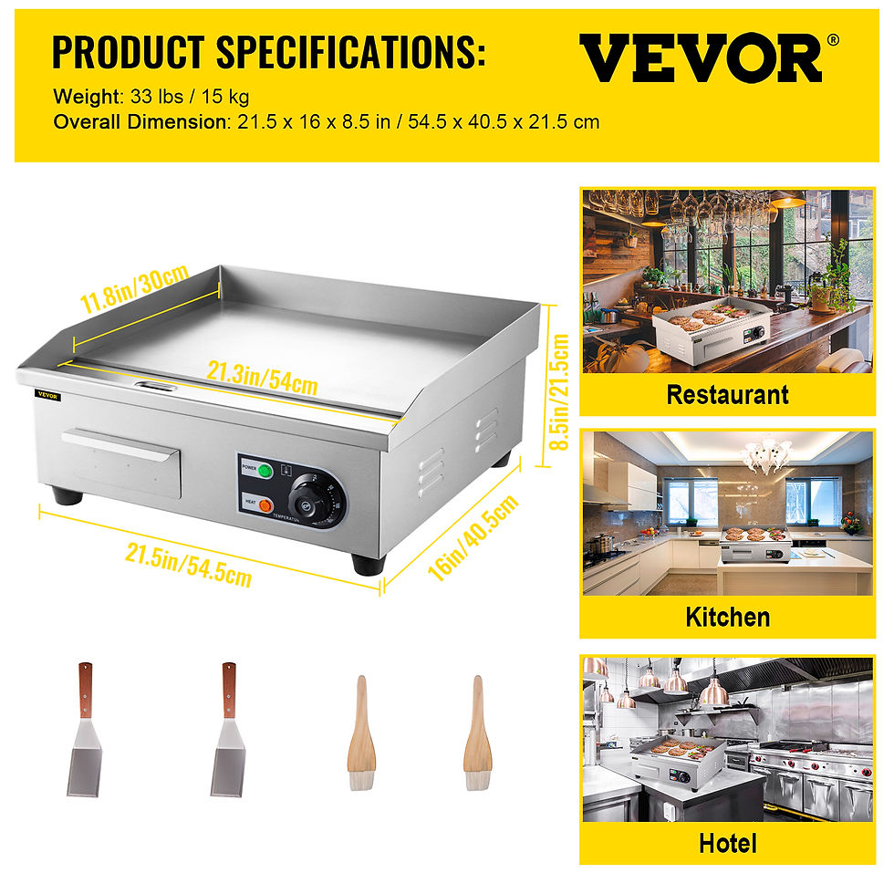 الصورة المصغرة: Electric Flat Electric Countertop Griddle Stainless Steel Griddle BBQ Kitchen