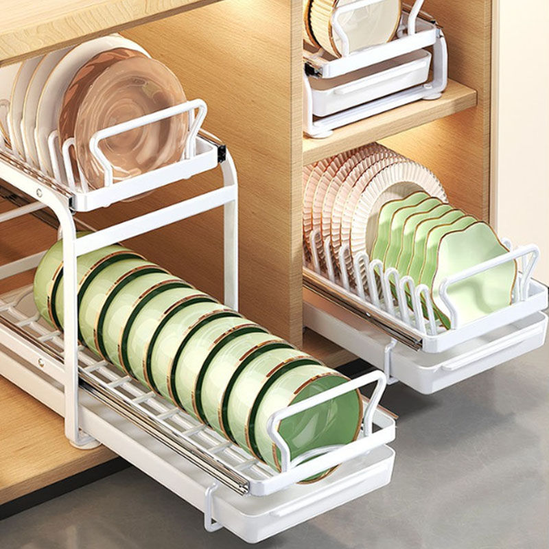 Thumbnail: Large Kitchen Dish Bowl Rack Sliding Organizer Rack Under Sink