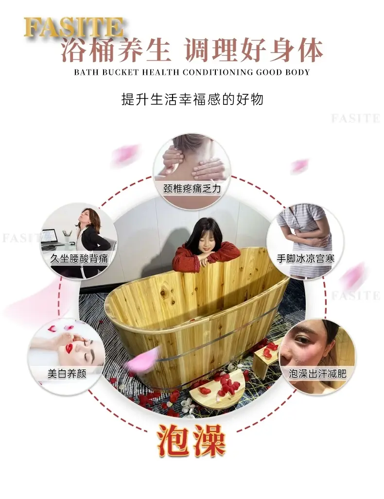 Thumbnail: Portable Bathtub Adult Spa Bath Basin Sauna Indoor Wooden Barrel Spa Product