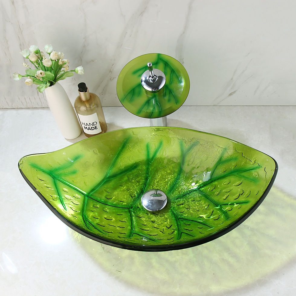Miniaturbild: Waterfall Basin Sink Faucet Glass Oval Vessel Sink Above Counter Glass Bowl