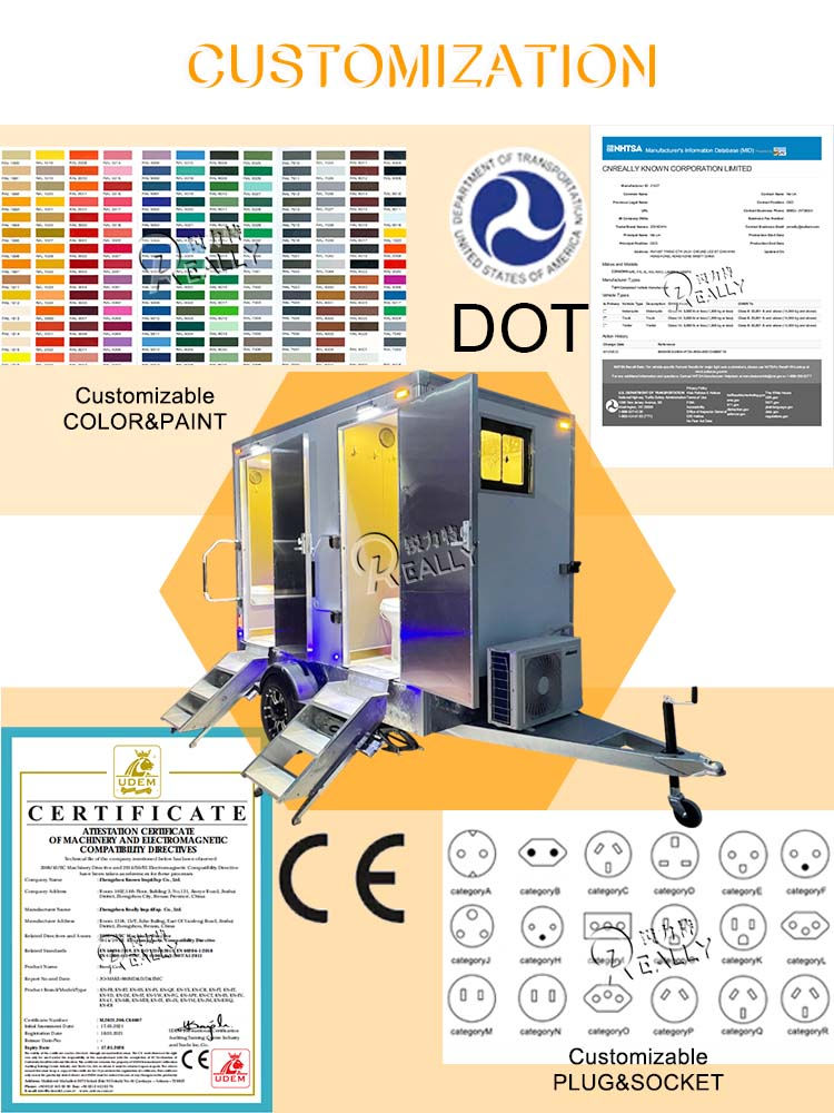 Miniatura: Portable Toilet Trailer 2 Stalls Outdoor Camping Mobile Toilet Trailer