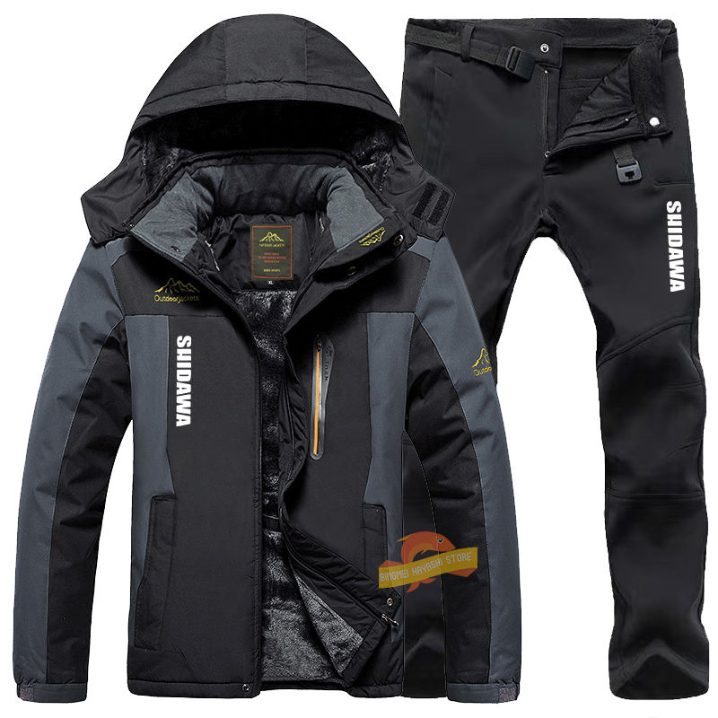 Миниатюра: Winter Plus Velvet Fishing Suits Men's Hunting Waterproof Fishing Clothes