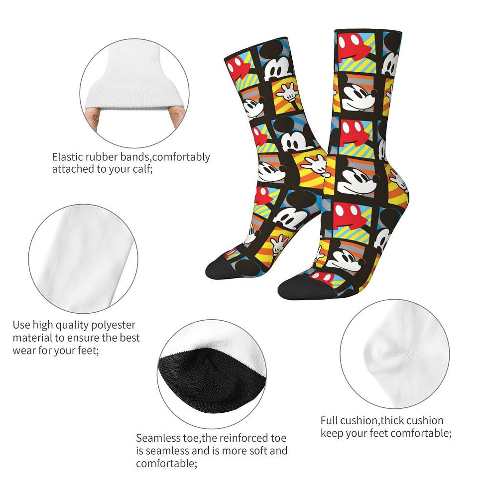 Thumbnail: Hip-hop Cartoon Mickey Mouse Socks Polyester Long Socks for Women Men