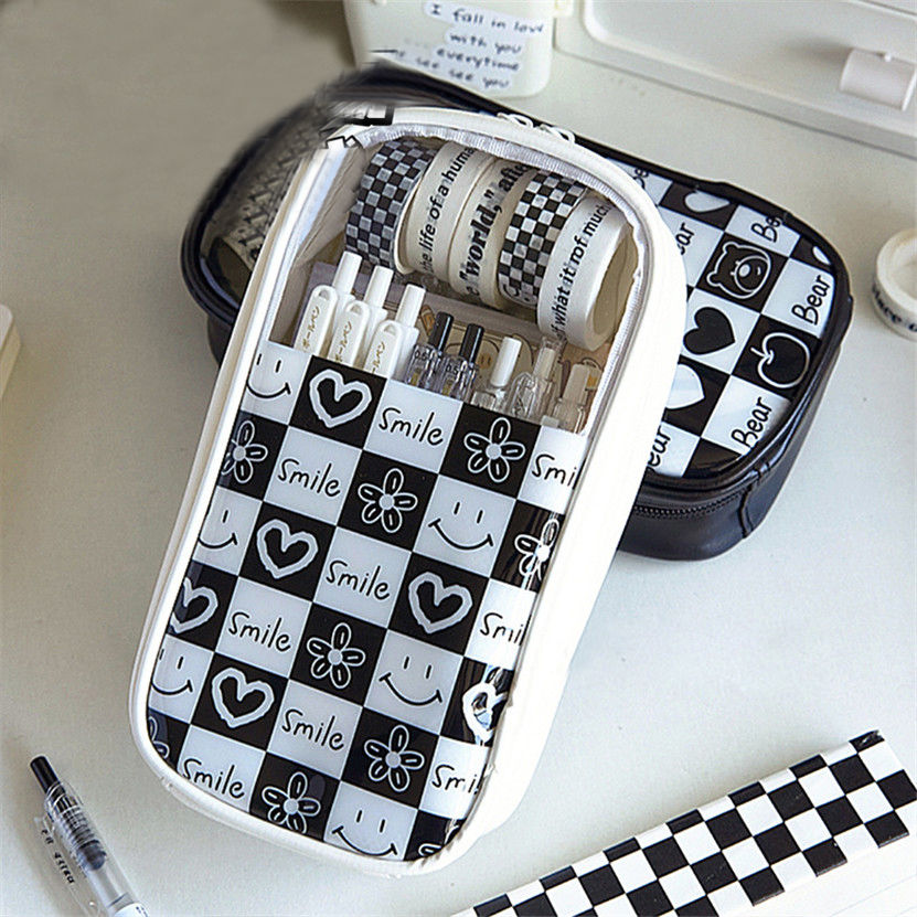 Miniaturbild: Pencil Case Transparent Chessboard Grid Pencils Box Case