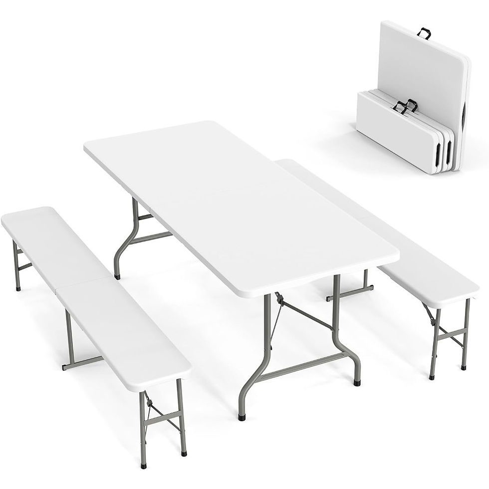 Picnic Table Set with 2 Benches 3-Piece Folding Furniture for Indoor Outdoor Use