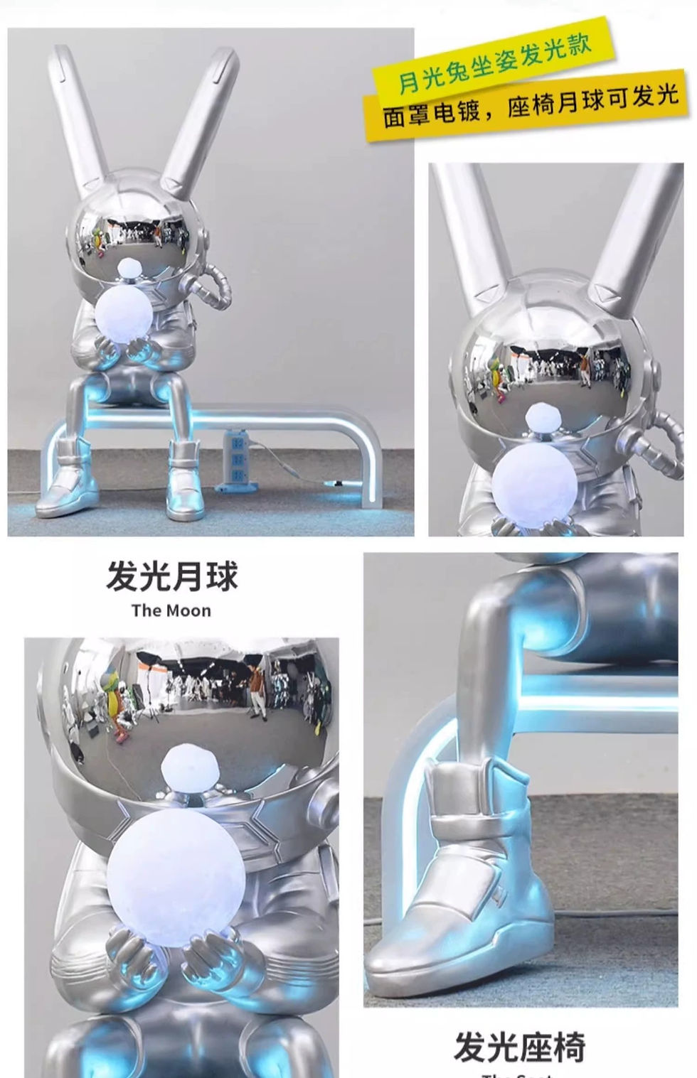 Thumbnail: Space Rabbit Big Bar Doll Sitting Doll Sculpture Clock-in Rabbit